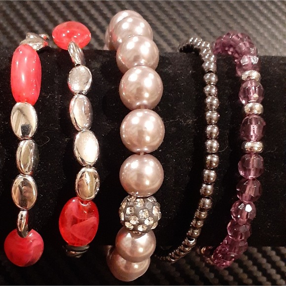 paparazzi Jewelry - Lot of 5 Paparazzi Mixed Stretchy Bracelets Pink Purple‎ Lot